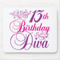 13th Birthday Diva mousepads