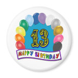 13th Birthday Gifts with Assorted Balloons Design Refrigerator Magnets