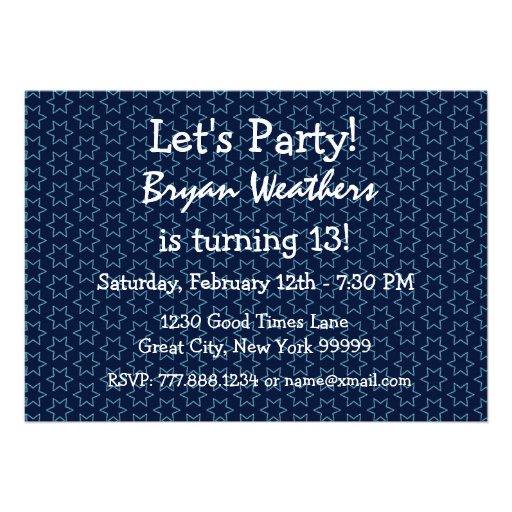 13th Birthday Modern Blue X210 Custom Invites