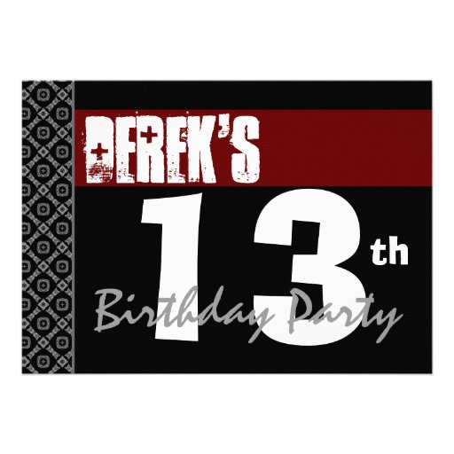 13th Birthday Modern For Boy Red White Black Y119 Card