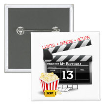 13th Birthday Movie Party Pins