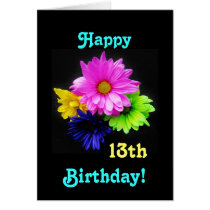 13th Birthday Neon daisies Cards