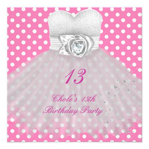 13th Birthday Party Girls 13 Teen Custom Invitation