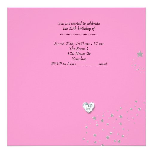 13th Birthday Party Girls 13 Teen Custom Invitation