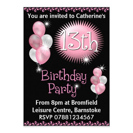13th Birthday Party Invitation