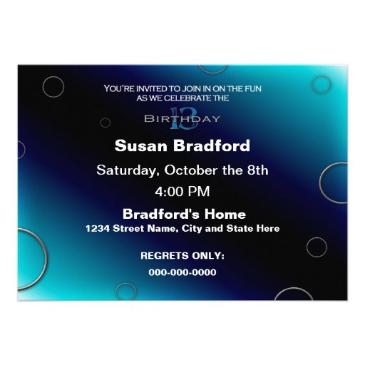 13TH Birthday Party Invitation - Abstract Blues