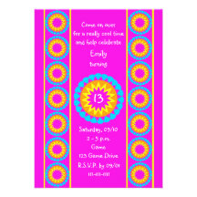 13th Birthday Party on 13th Birthday Party Invitation    Cool Hot Pink