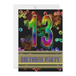 13th Birthday party Invitation with bubbles