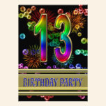13th Birthday party Invitation with bubbles invitations