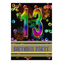 13th Birthday party Invitation with bubbles