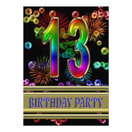 13th Birthday party Invitation with bubbles