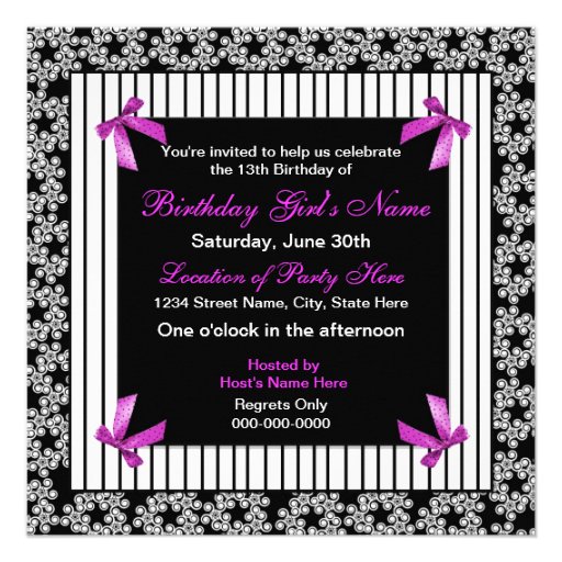 13th Birthday Party - Invitations