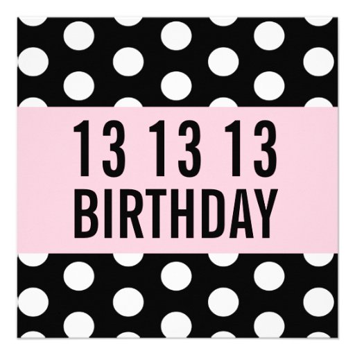 13th Birthday Party Template Polka Dots V01 Announcements