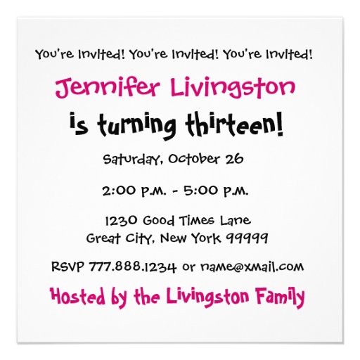 13th Birthday Party Template Polka Dots V01 Announcements