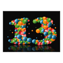 13th Birthday party, with bubbles and balls Announcement