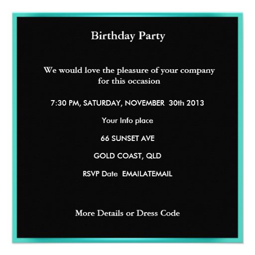 13th Birthday Polka Dot Teal Blue Black White Invite
