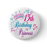 13th Birthday Princess Pin