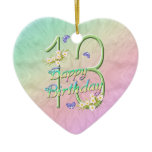13th Birthday Rainbow Keepsake Heart Ornament