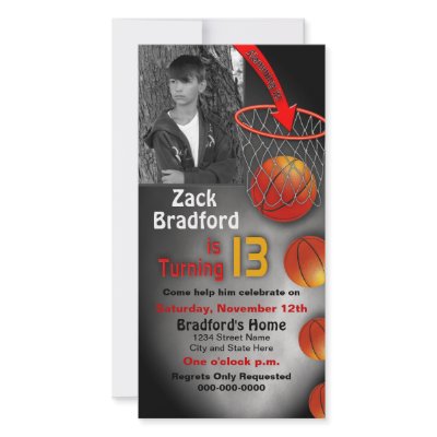 13th Brithday Invitation -PHOTO CARD - Basketball by TrudyWilkerson