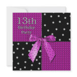 13th Girly Birthday Invitation - Fuchsia/Black