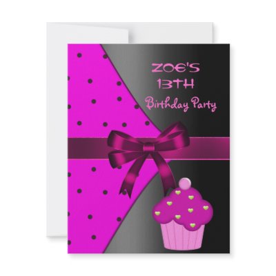 13th Pink Cupcake Spot  Birthday Party Personalized Invites by InvitationCenter