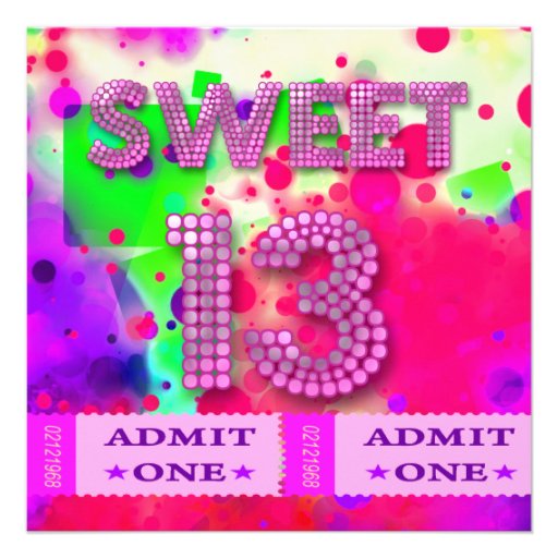 13th Sweet 13 Birthday Party Tickets Fun Custom Invites