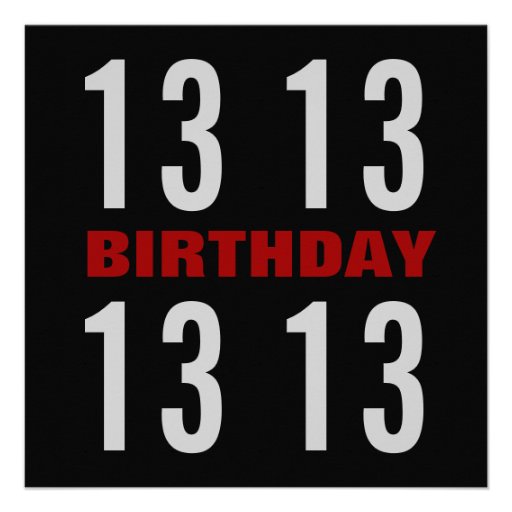 13th Teen Birthday Modern Black White Stars G405 Announcement