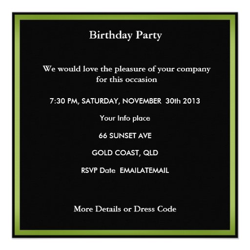 13th Teen Birthday Party Lime Green Black Zebra Custom Invites