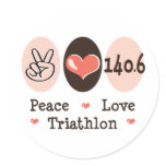 140.6 Peace Love Triathlon Stickers