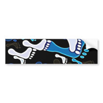 140 GROOVY BLUE BLACK WHITE FOOTSTEPS PATTERN BACK BUMPER STICKER