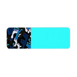 140 GROOVY BLUE BLACK WHITE FOOTSTEPS PATTERN BACK RETURN ADDRESS LABEL
