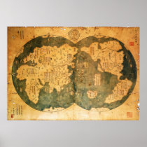 1418 Chinese World Map by Gavin Menzies Posters