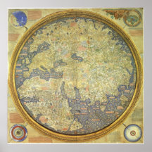 1460 el mapa del mundo invertido Mauro del Fra Poster