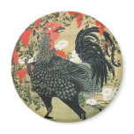 14. 南天雄鶏図, 若冲 Red Nuts and Rooster, Jakuchu Refrigerator Magnet