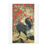 14. 南天雄鶏図, 若冲 Red Nuts and Rooster, Jakuchu Post Cards