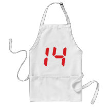 14 fourteen  red alarm clock digital number aprons