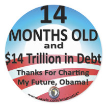 $14 Month Old Debt stickers by outpost54 $14 Month Old Debt stickers