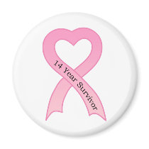 14 Year Survivor Pink Ribbon Magnet