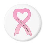 14 Year Survivor Pink Ribbon Magnet