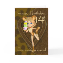 14th Birthday card, Cutie Pie Animal Collection