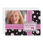 14th Birthday Party Invitation Pink Black Dots