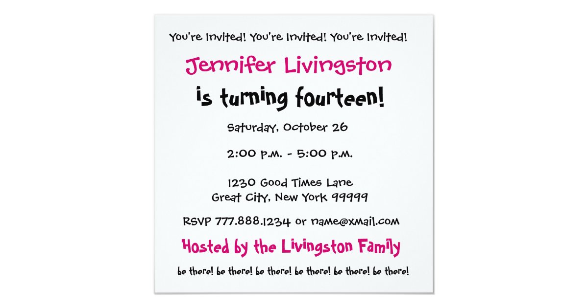 14th-birthday-party-invitation-template-pink-black-zazzle