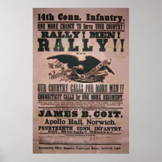 14th Connecticut Infantry Recruitment Poster print