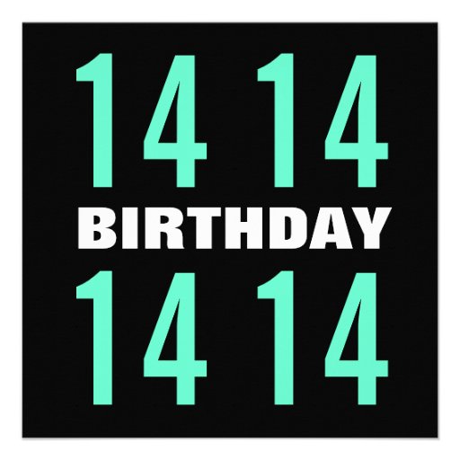 14th Teen Birthday Modern Mint and Black W746 Custom Invites