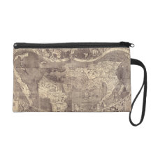 1507 Martin Waldseemuller World Map Wristlet Clutch
