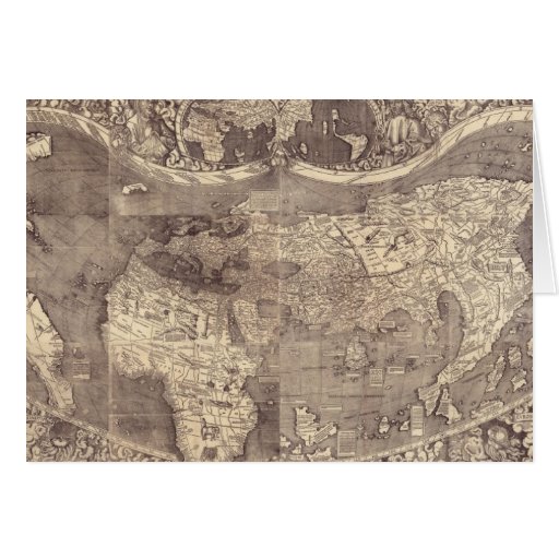 1507 Martin Waldseemuller World Map Card Zazzle