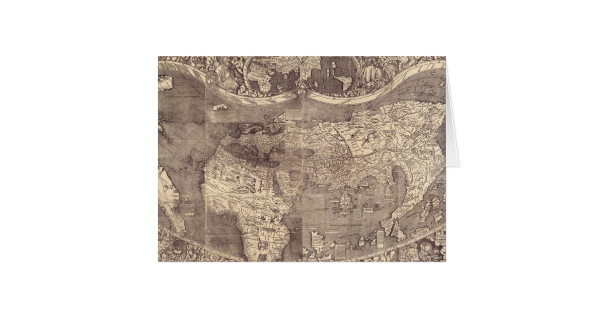 1507 Martin Waldseemuller World Map Card Zazzle