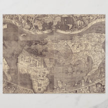 1507 Martin Waldseemuller World Map Full Color Flyer