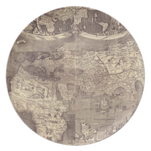 1507 Martin Waldseemuller World Map Party Plates