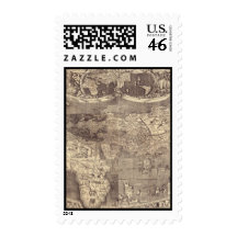 1507 Martin Waldseemuller World Map Postage Stamp